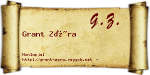 Grant Zóra névjegykártya